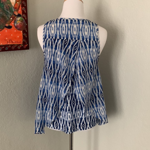 Anthropologie Meadow Rue layered sleeveless blue Ikat top small EUC - Picture 3 of 7